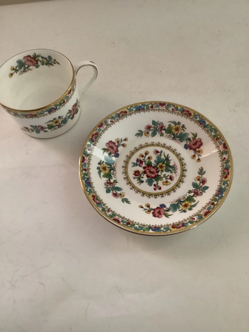 Coalport China tea cup and saucer “Ming Rose”